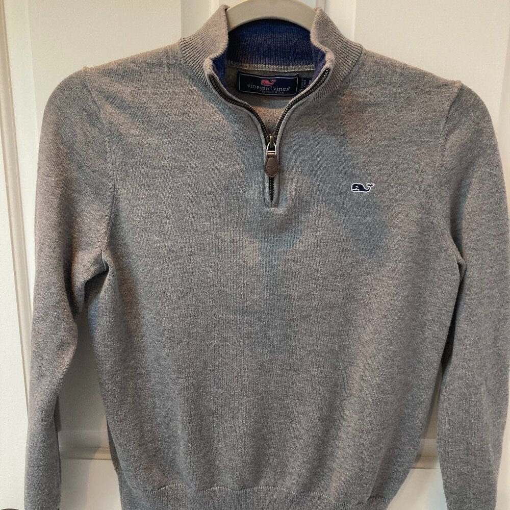 Vineyard Vines Gray Quarter Zip Sweater Youth Medium